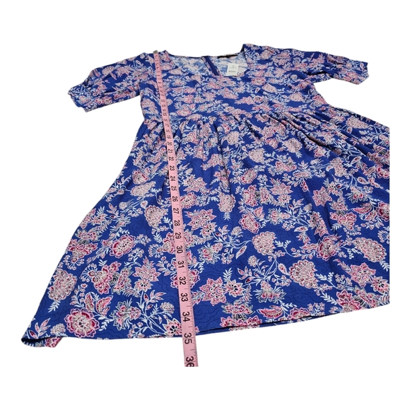 NWT Loft Puff Sleeve Swing Dress, floral design, Size 8 - Picture 4 of 9